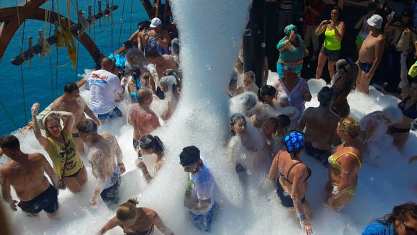 People having a foam party