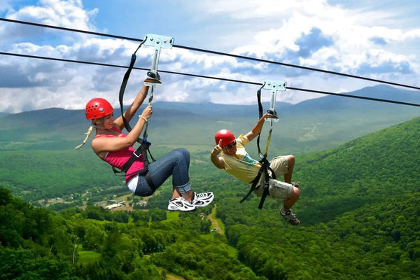 People enjoying the zipline