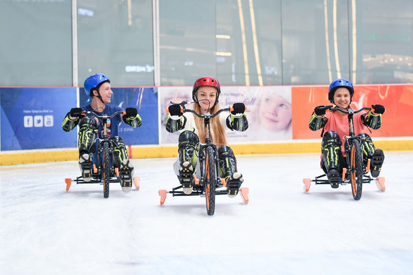 Riding tricycle in Ice Rink Dubai