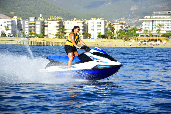 Girl riding jet ski in Alanya