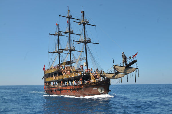 Pirate Boat Sailing in the Ocean