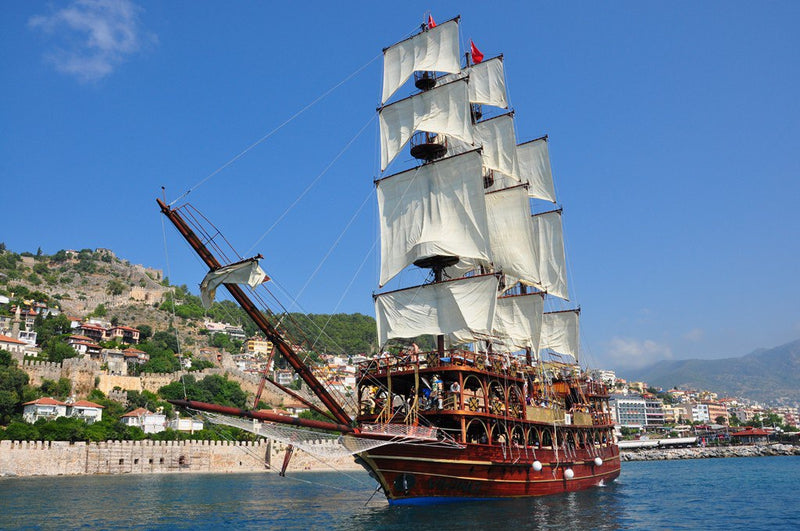 Pirate Boat Sailing in the Ocean