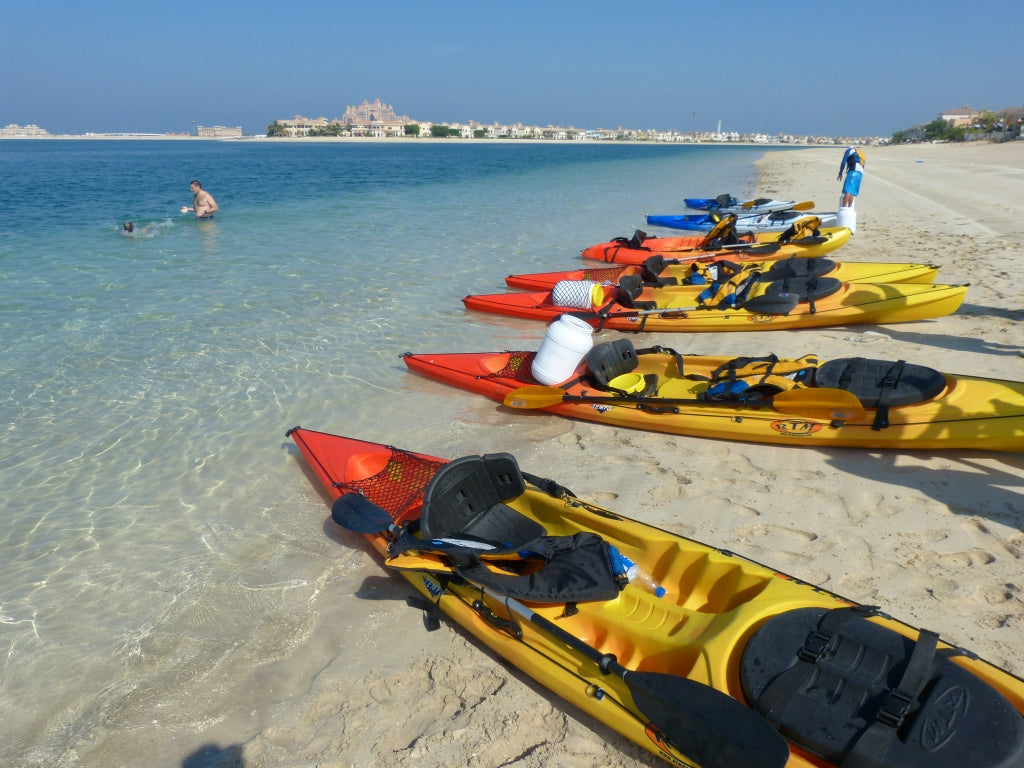 Kayaks on a beach