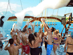 People having a party on a boat
