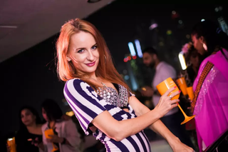 Lady having a drink