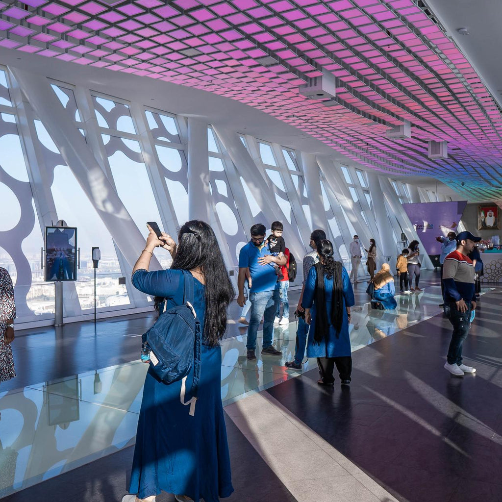 People inside Dubai Frame 