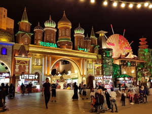 Global Village in Dubai, specifically the Russia pavilion