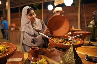 Woman showing dinner