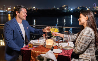 luxury dinner cruise in Dubai Marina at night. 