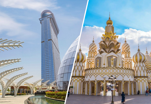 Dubai Global Village и вид на остров Пальма