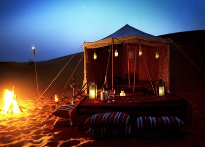 Dubai Caravanserai 5-Star Buffet Dinner, Desert Safari, Dune Bashing, Camel Riding, & Entertainment With Private Car