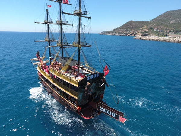 Pirate Boat Sailing in the Ocean