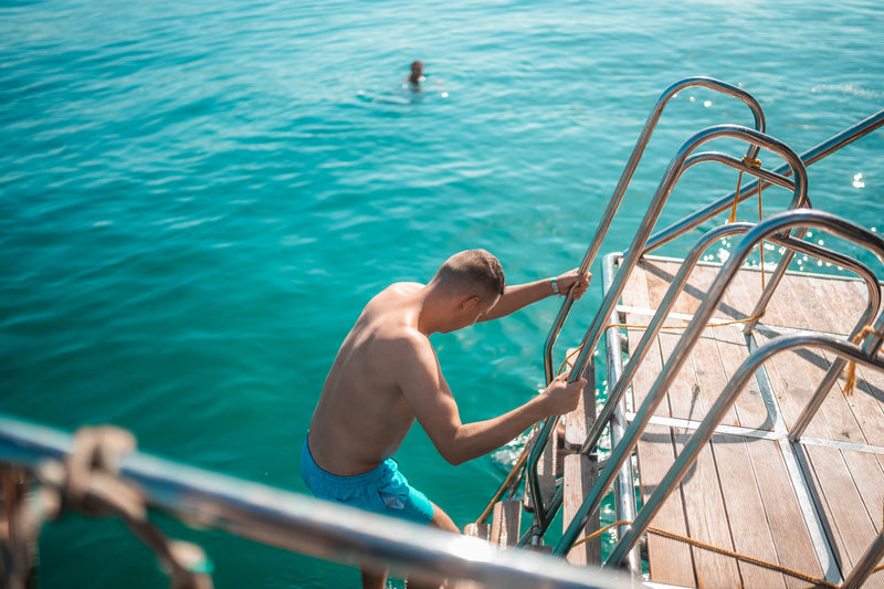 Man going out for a swim