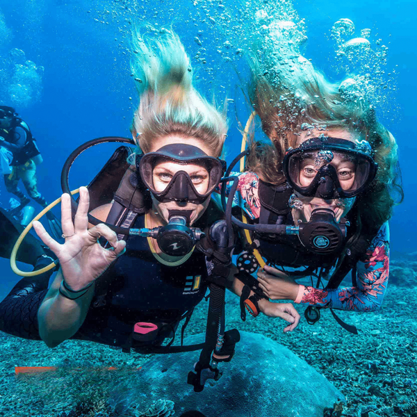 Girls scuba diving