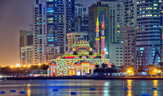 Al Noor Mosque in Sharjah, United Arab Emirates.