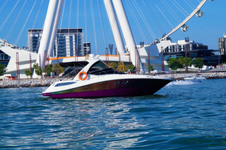 Private sports yacht cruising in Dubai. 
