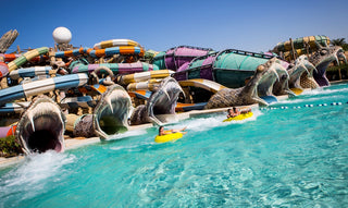 Yas Waterworld Abu Dhabi'de yüzen insanlar