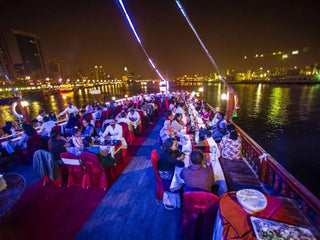 Crowd having dinner