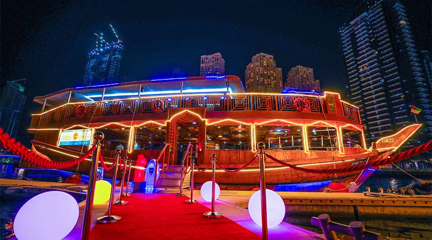 Dubai Dhow Cruise Buffet Dinner at Creek with Live Entertainment and Dubai Marina Views and Landmarks - Tripventura