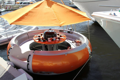 unique circular vessel designed for dining and cruising on the water