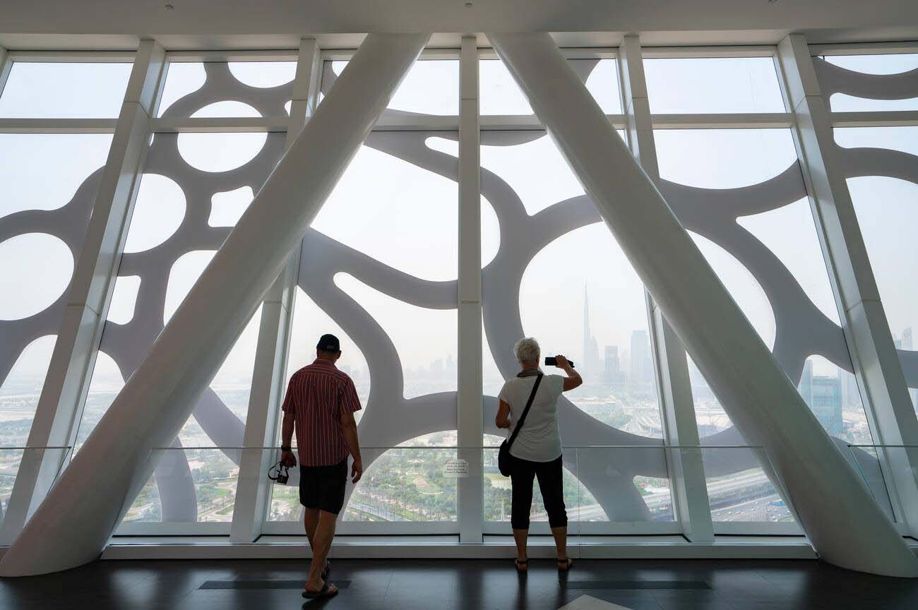 People inside Dubai Frame 