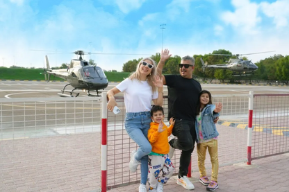 Family in front of Helicopters