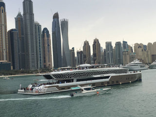 Lotus Mega Yacht docked at Dubai Marina