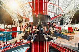 People enjoying rides at Ferrari World