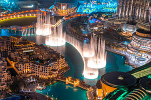 Dubai-fontæneshow om natten