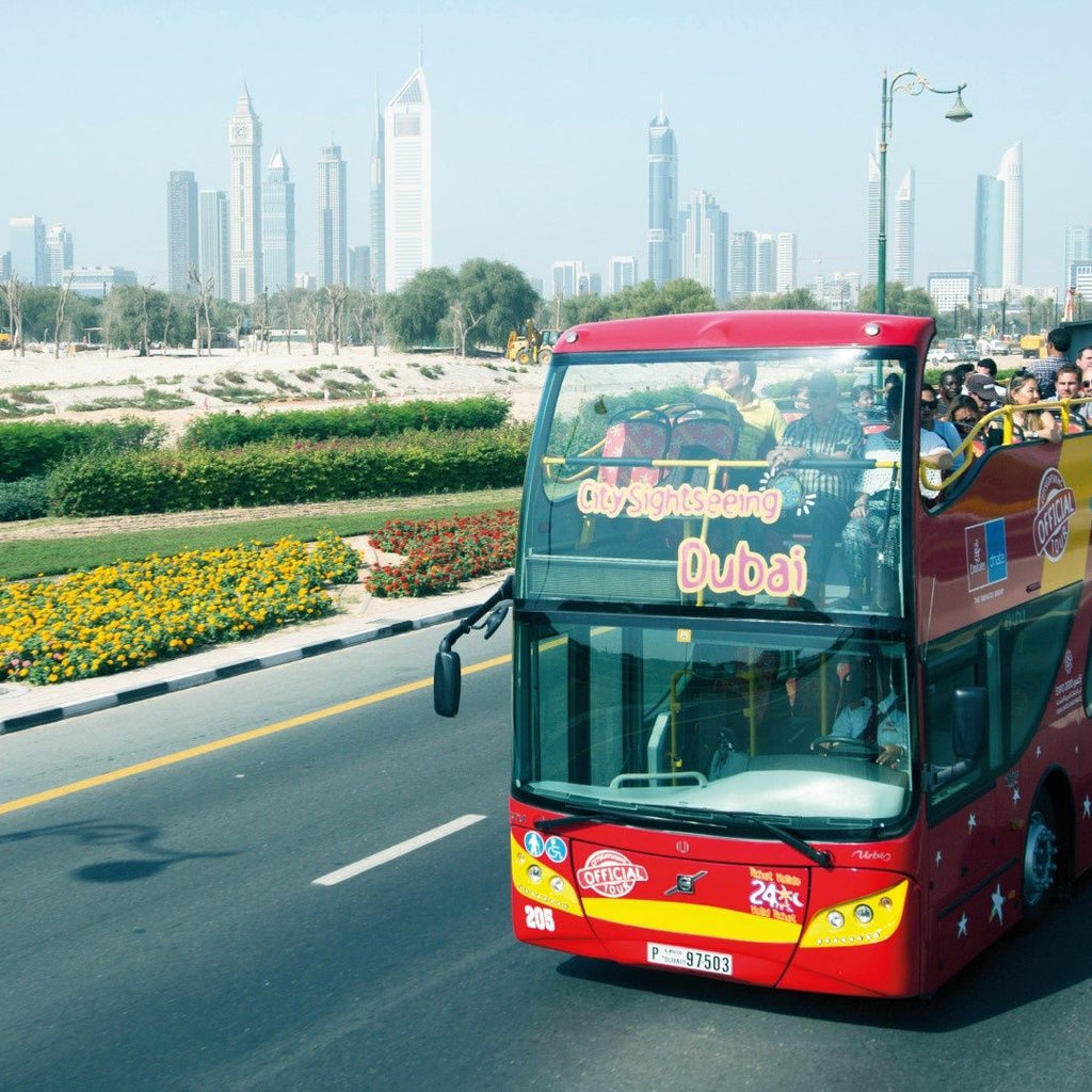 double-decker bus with tourists 