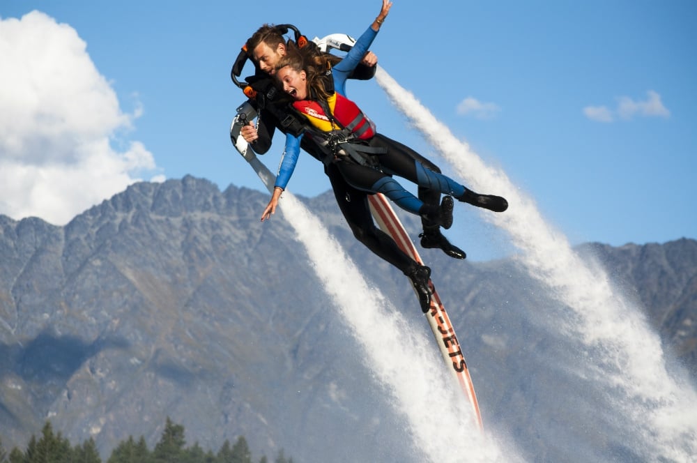 Girl enjoying Jetpack in the water