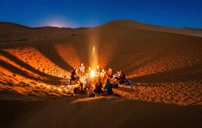 Семья наслаждается ночным сафари по пустыне Абу-Даби