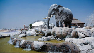 Entrance area of Dubai Safari Park, a prominent wildlife attraction in Dubai, UAE