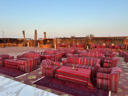 Luxurious VIP seating area at the premium desert camp in Dubai